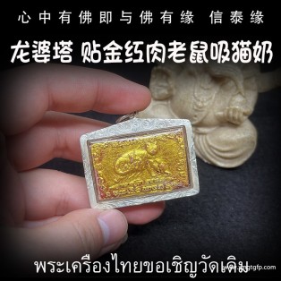 龙婆塔 老鼠吸猫奶 贴金红肉版 泰国佛牌 生意事业 逢凶化吉 财运人缘 避是非小人